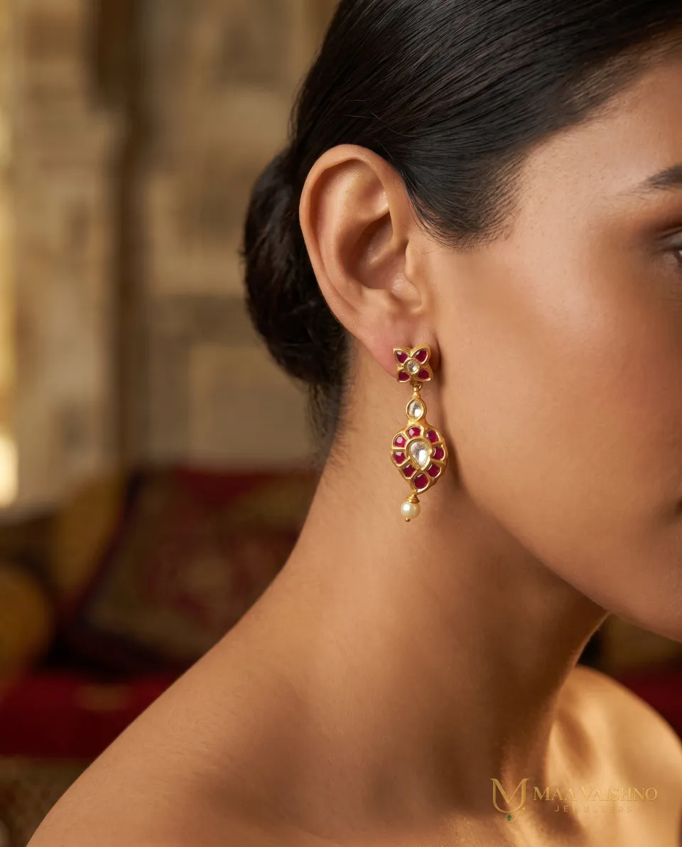 22kt Gold Polki Mango Earrings — product photograph