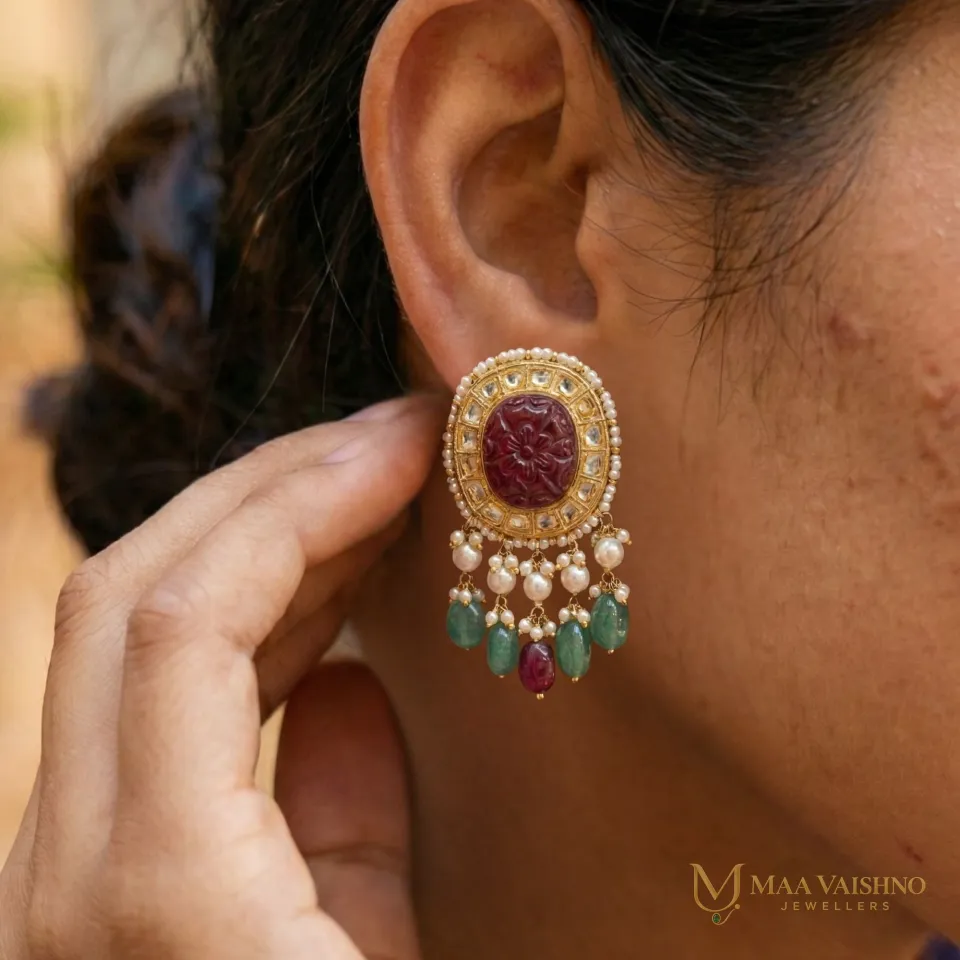 Jharoka Elliptical Opulent Studs — product photograph