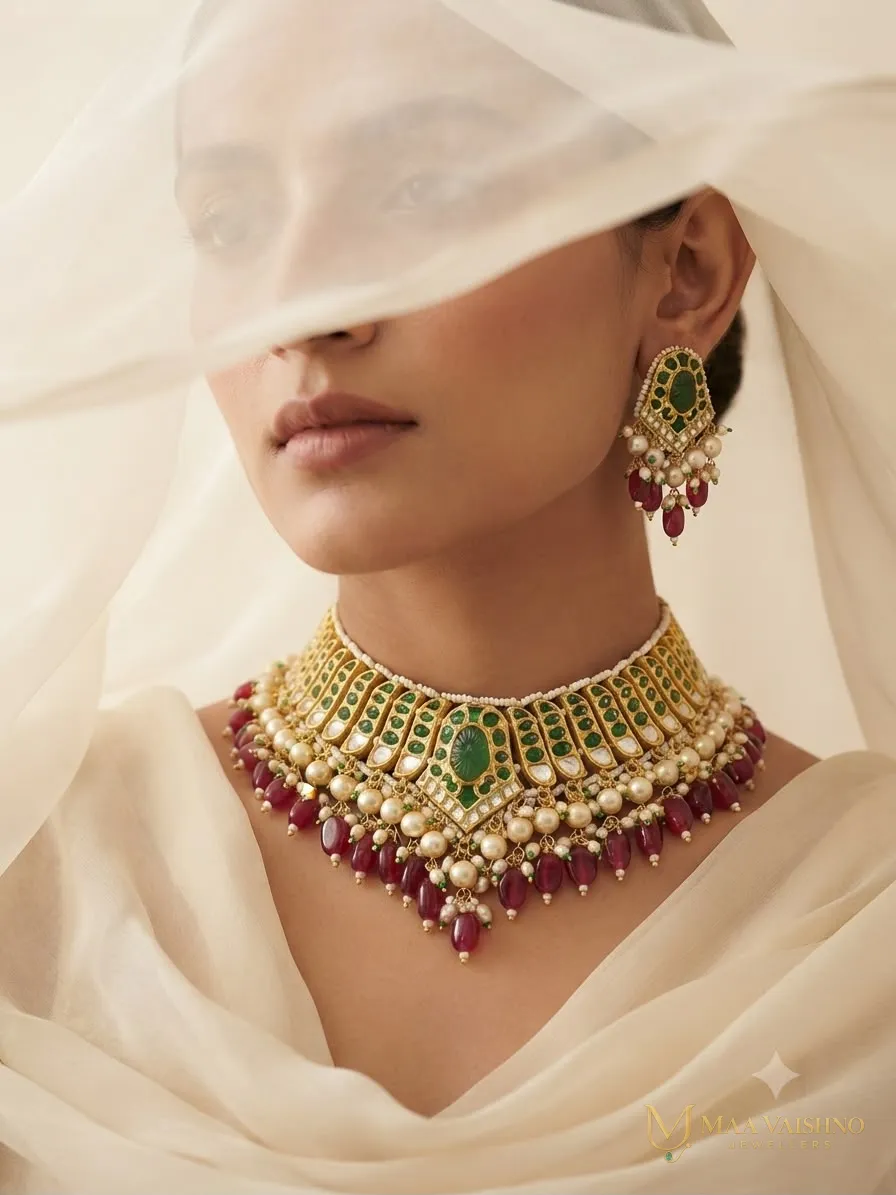 Emerald Choker Set — Thappa Choker in gold sheet