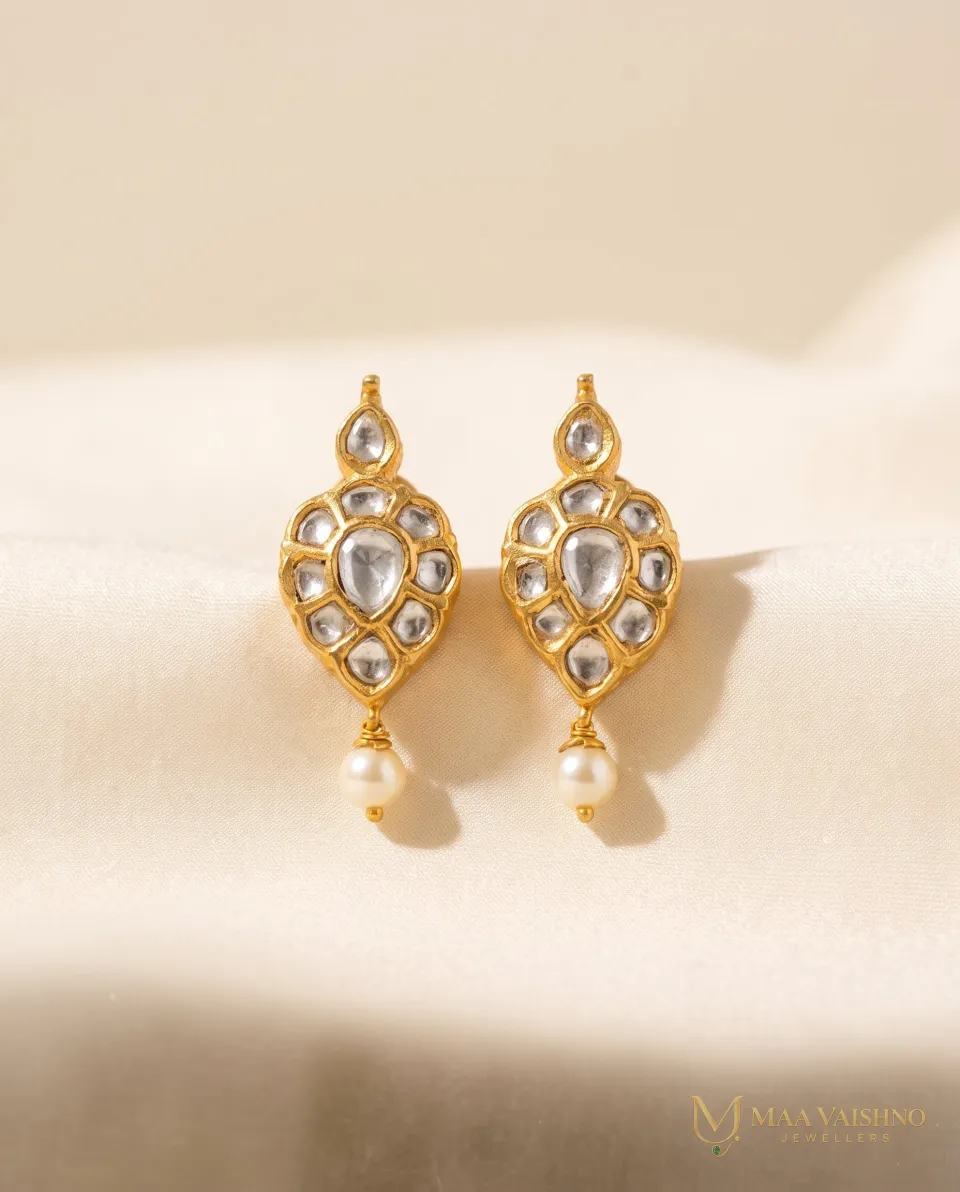 22kt Gold Polki Mango Earrings — product photograph