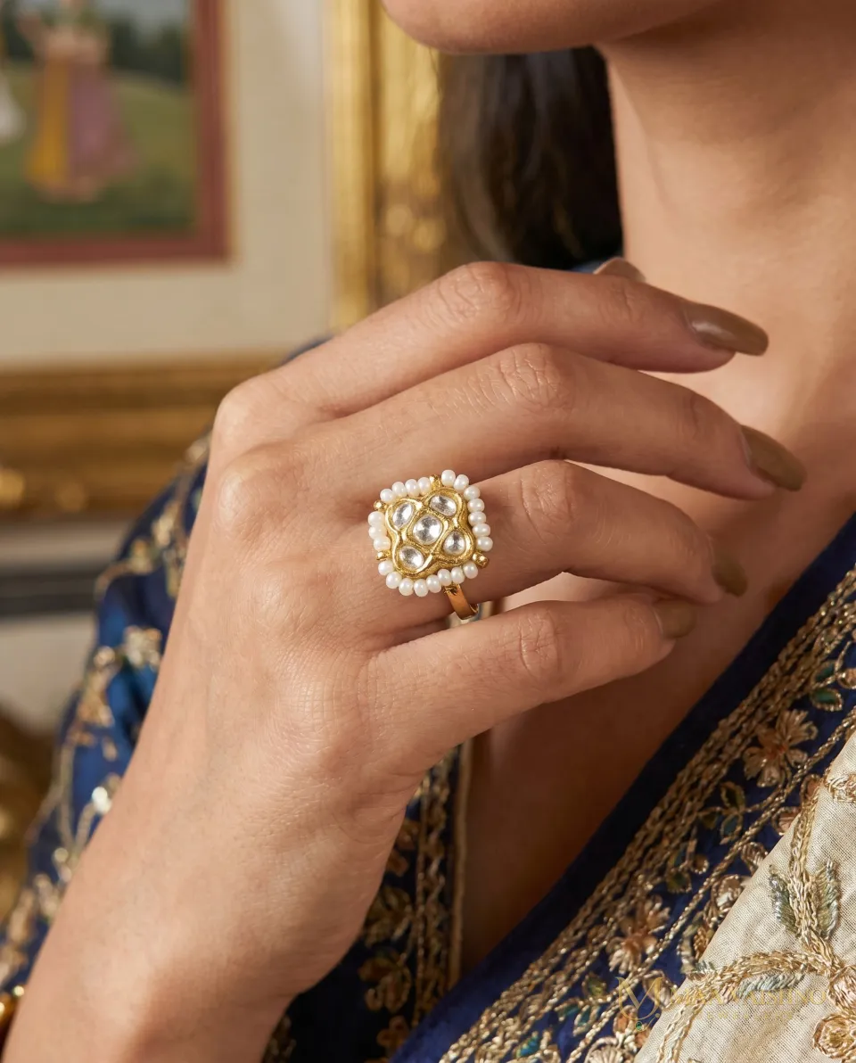 22kt Gold Polki Small Basic Ring — product photograph