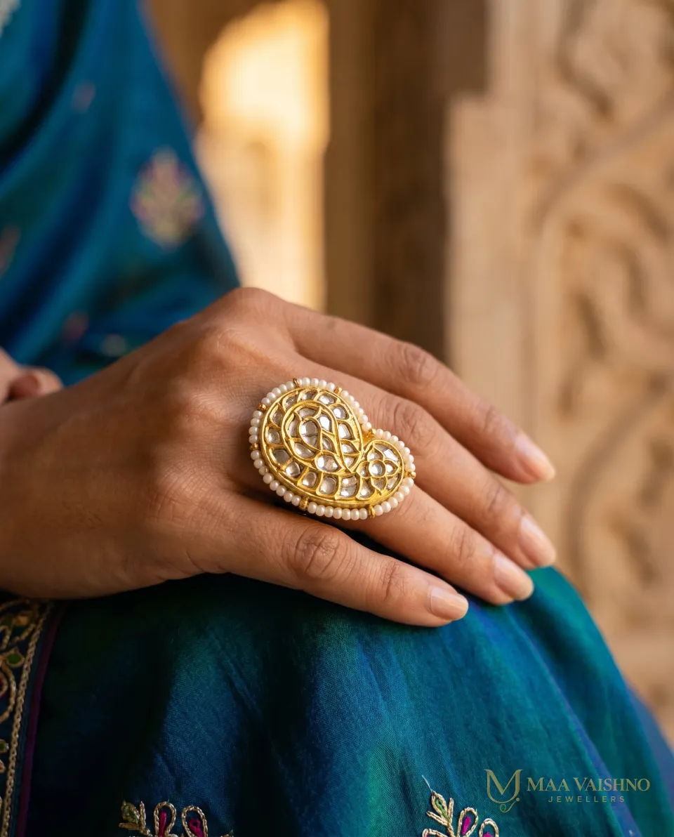 22kt Gold Polki Spiral Cocktail Ring — product photograph