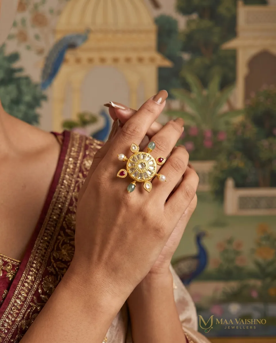 22kt Gold Polki Sun Radiant Ring — product photograph