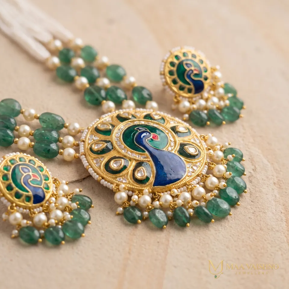 22kt Gold Polki Peacock Set — product photograph